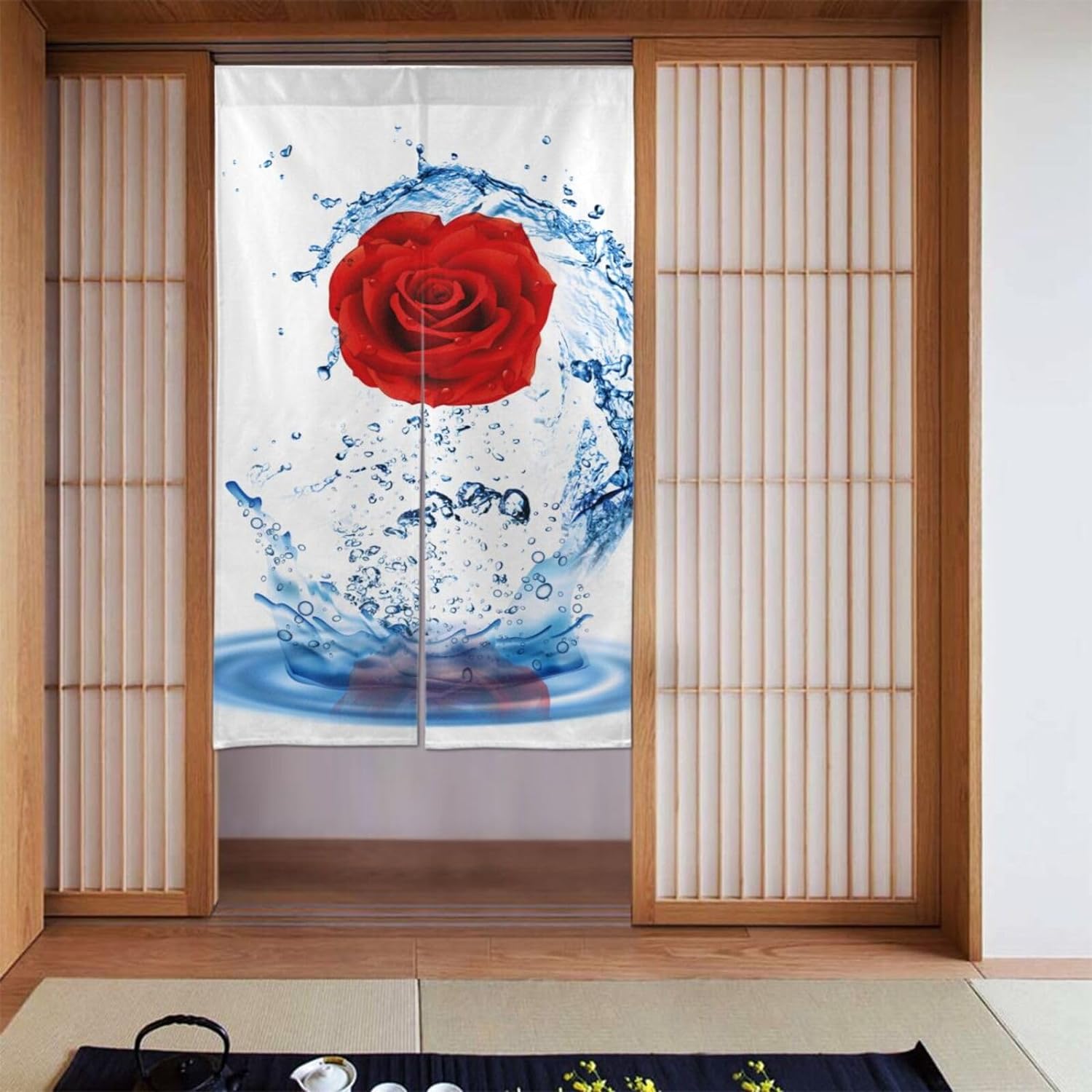 Romantic Rose Print Door Curta - Noren Curtain Doorway recension och pris