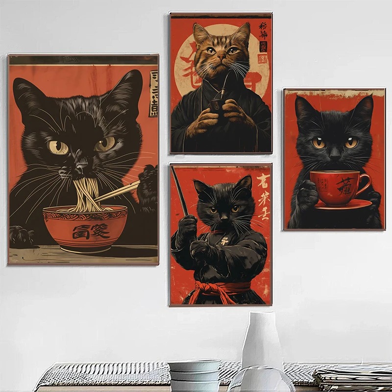 Japanese Edo Style Black Cat E - Japanese Lifestyle In Japanese recension och pris