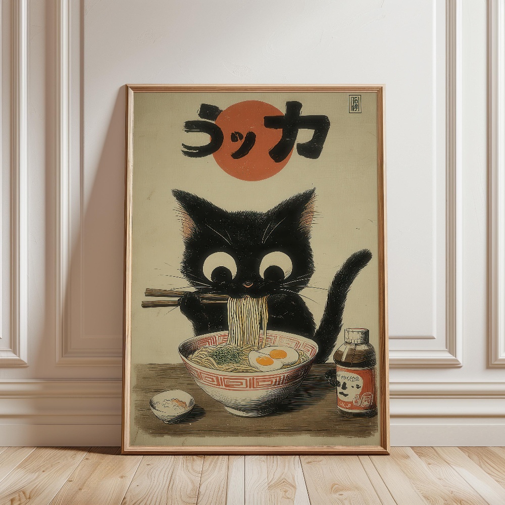 Black Cat Eating Ramen Rainy G - Japanese Lifestyle In Japanese recension och pris