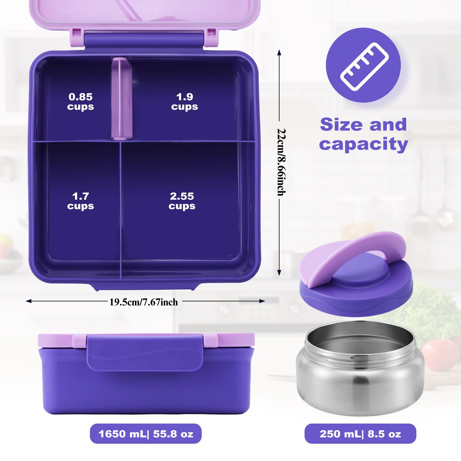 Four-Grid Lunch Box With Insul - Bento Box Two Tier recension och pris